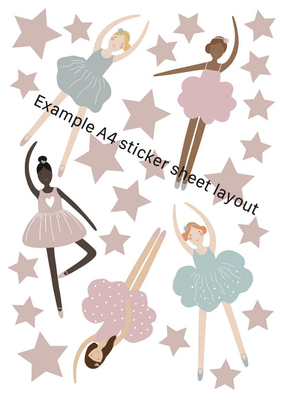 Ballerina Fabric Wall Stickers