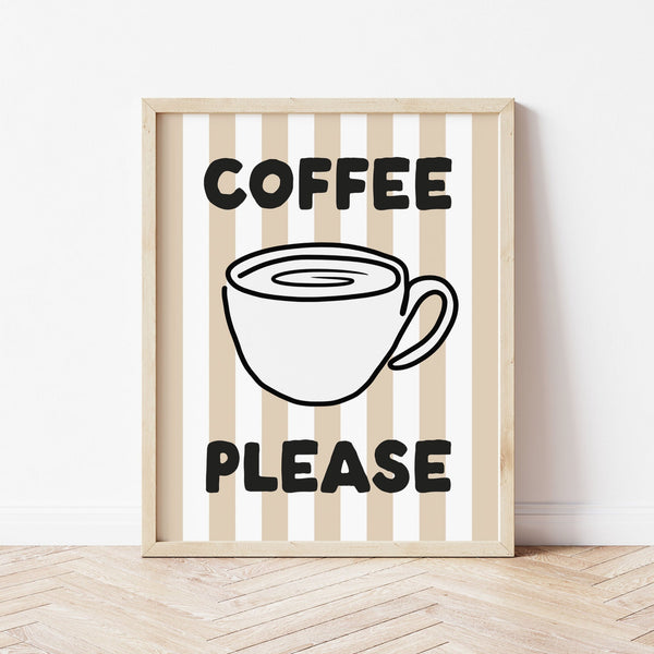 Coffee Please Print - Beige Stripes