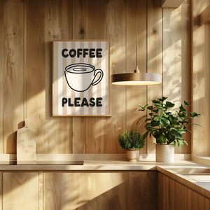 Coffee Please Print - Beige Stripes