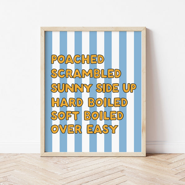 Eggs - Blue Stripes Print