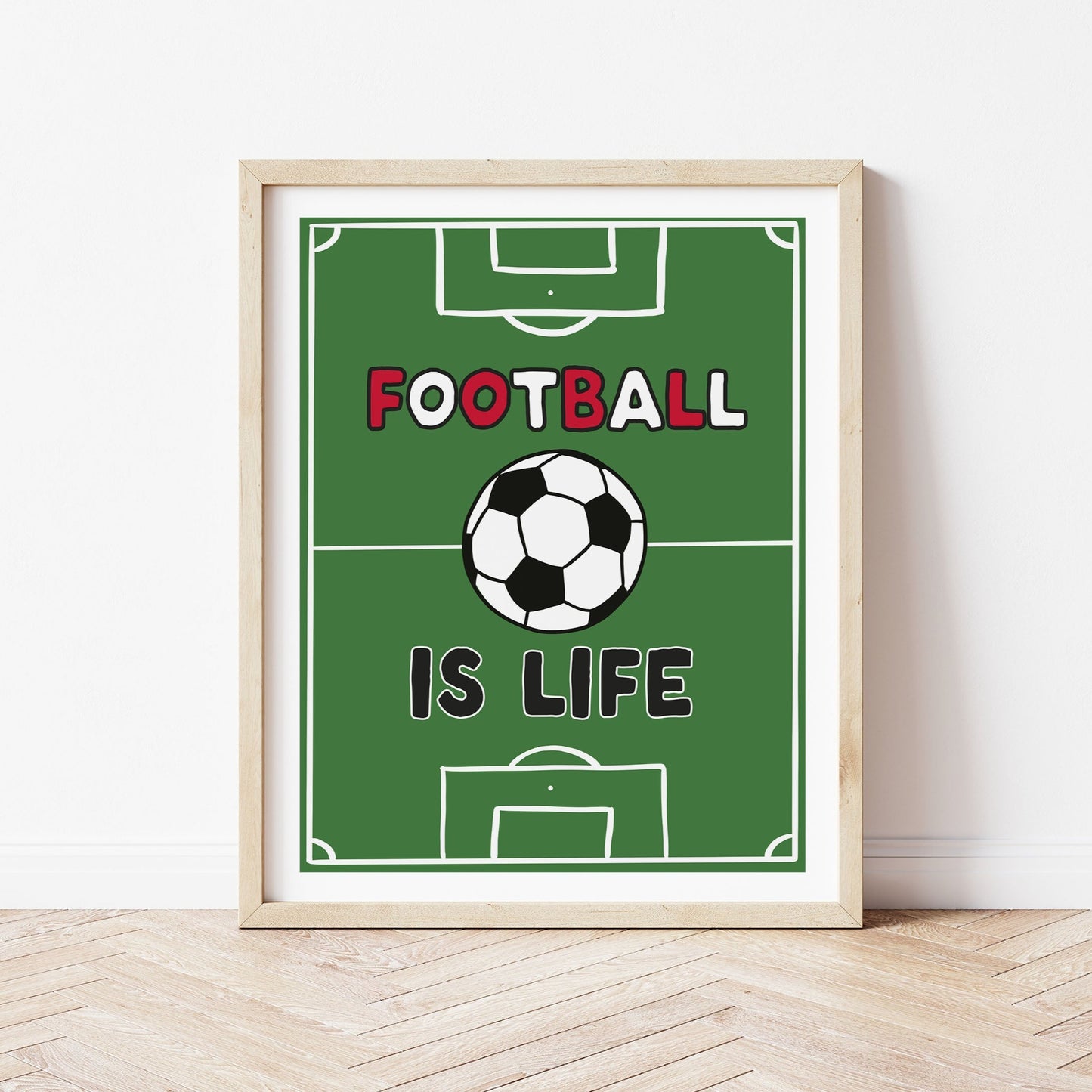 Football Pitch Print - red and white