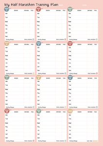 12 Week Half Marathon Planner - pink