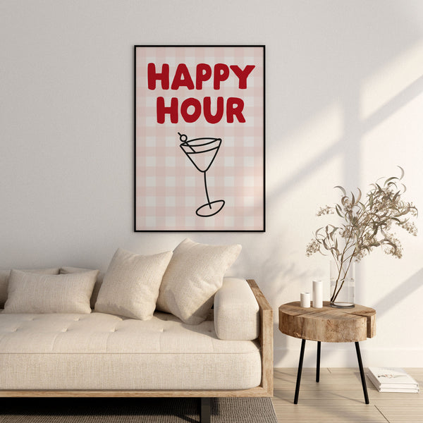 Happy Hour Print - Pink Gingham