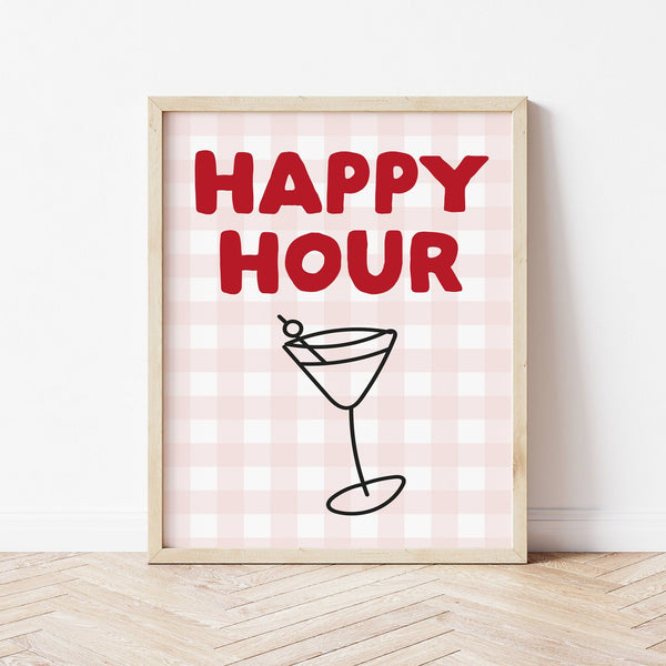 Happy Hour Print - Pink Gingham