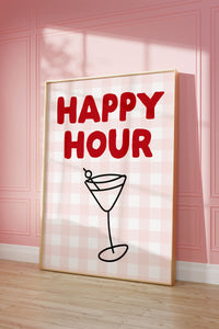 Happy Hour Print - Pink Gingham