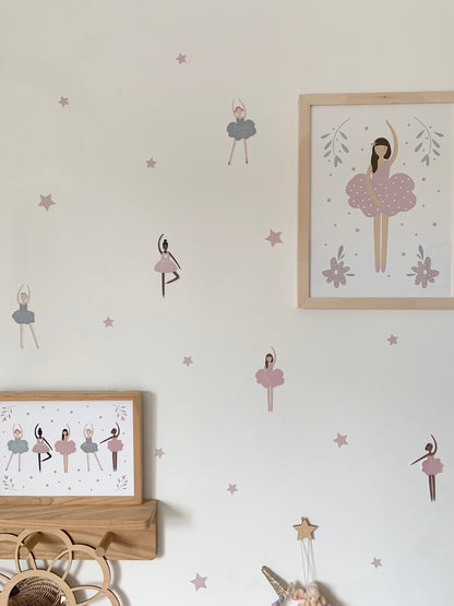 Ballerina Fabric Wall Stickers