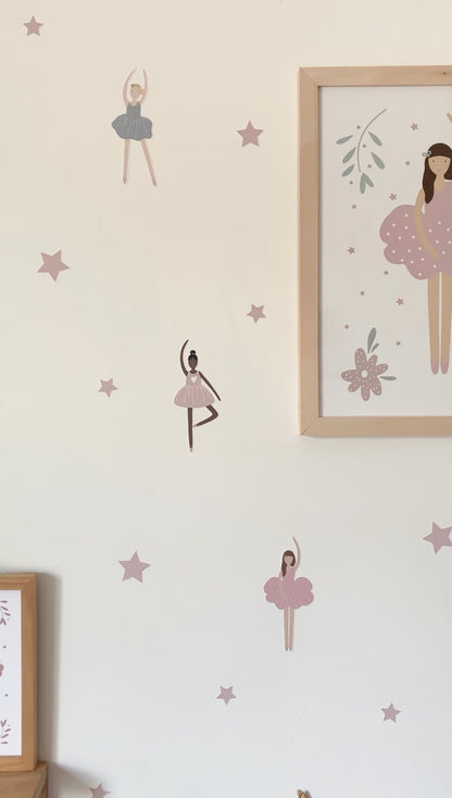 Ballerina Fabric Wall Stickers