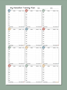 12 Week Marathon Planner - white