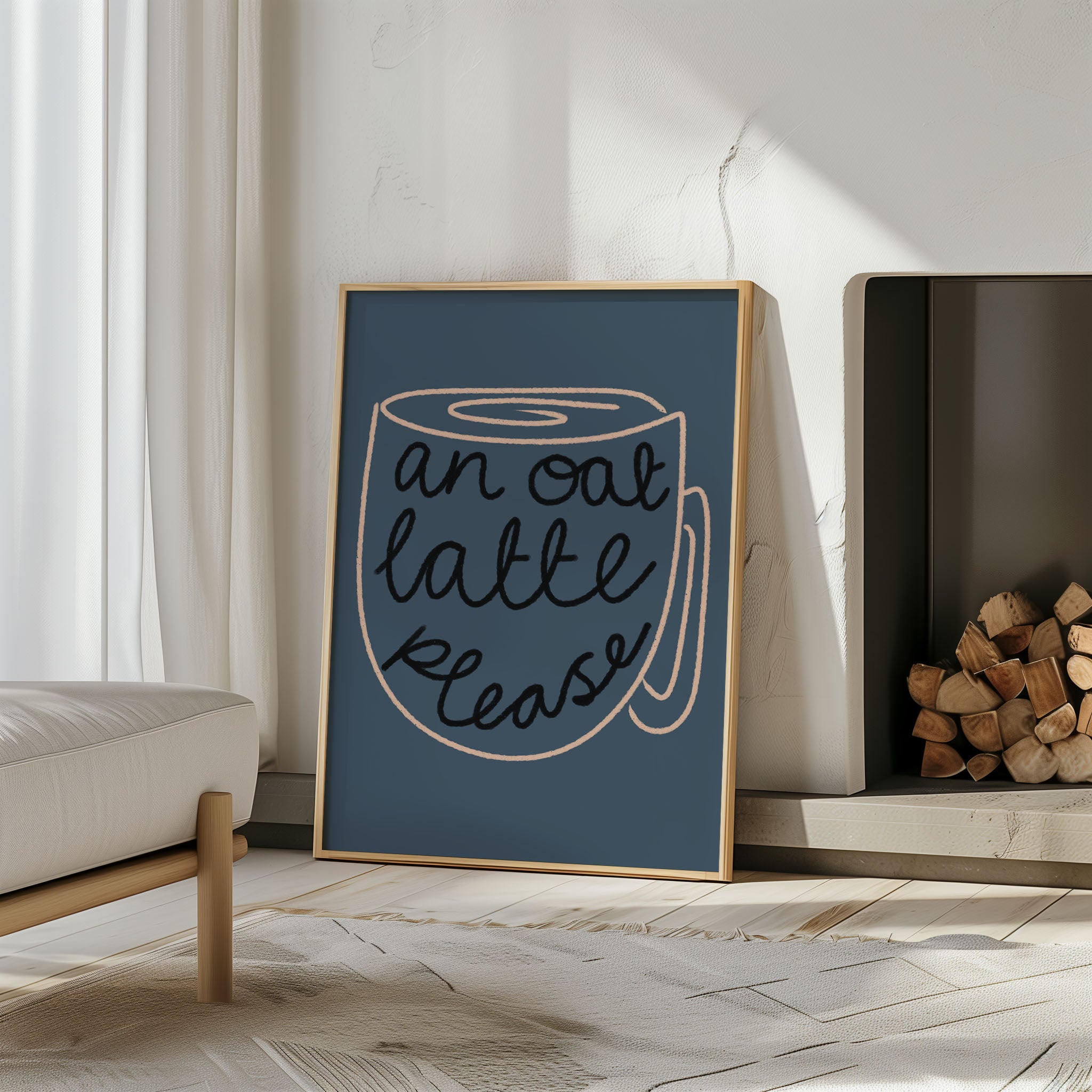 Oat Latte Navy print