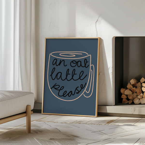 Oat Latte Navy print