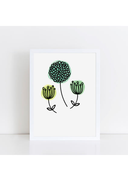 Marker Florals Print - green